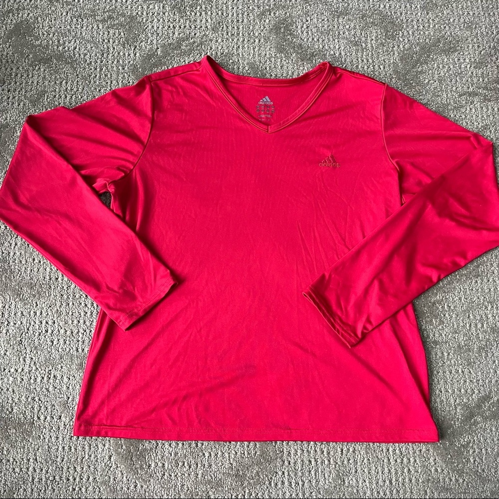 EUC Women's Adidas Long Sleeve V Neck size Large in Red